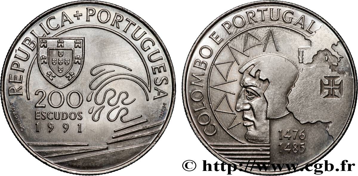 PORTUGAL 200 Escudos Christophe Colomb 1991 Lisbonne SPL 
