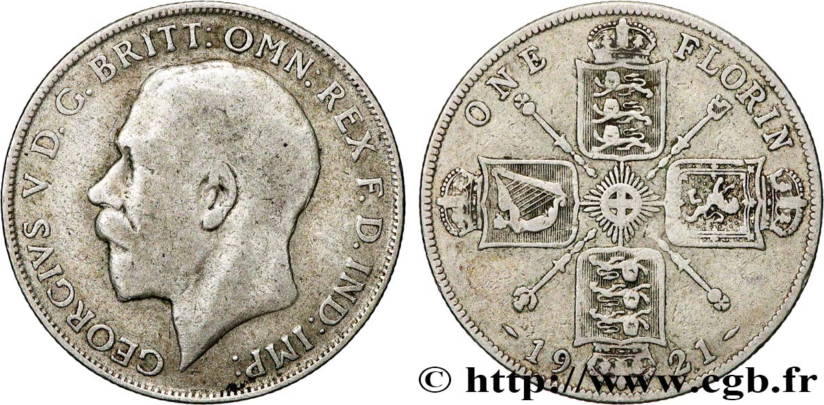 VEREINIGTEN KÖNIGREICH 1 Florin Georges V 1921  S 