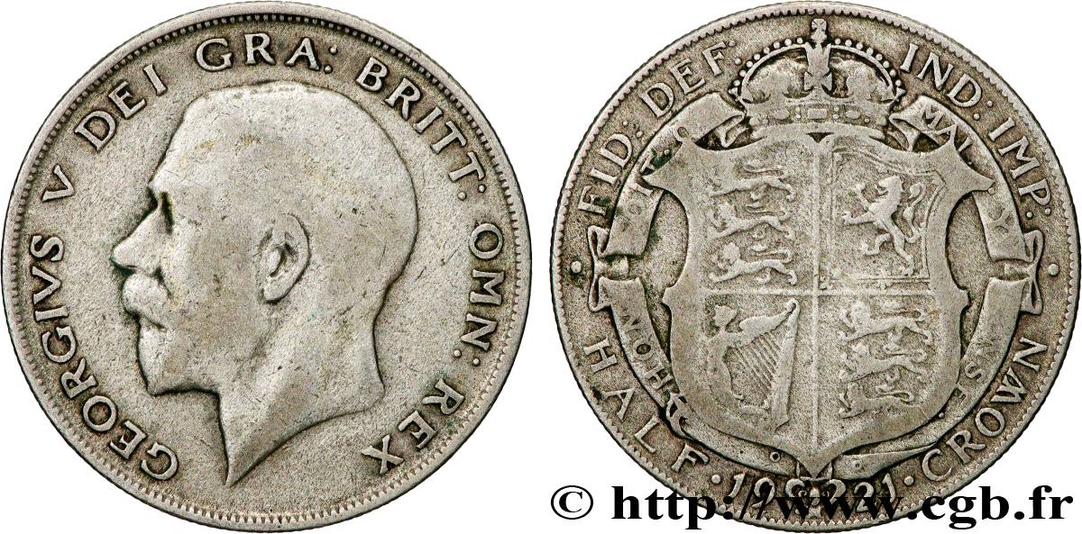 VEREINIGTEN KÖNIGREICH 1/2 Crown Georges V 1921 Londres S 