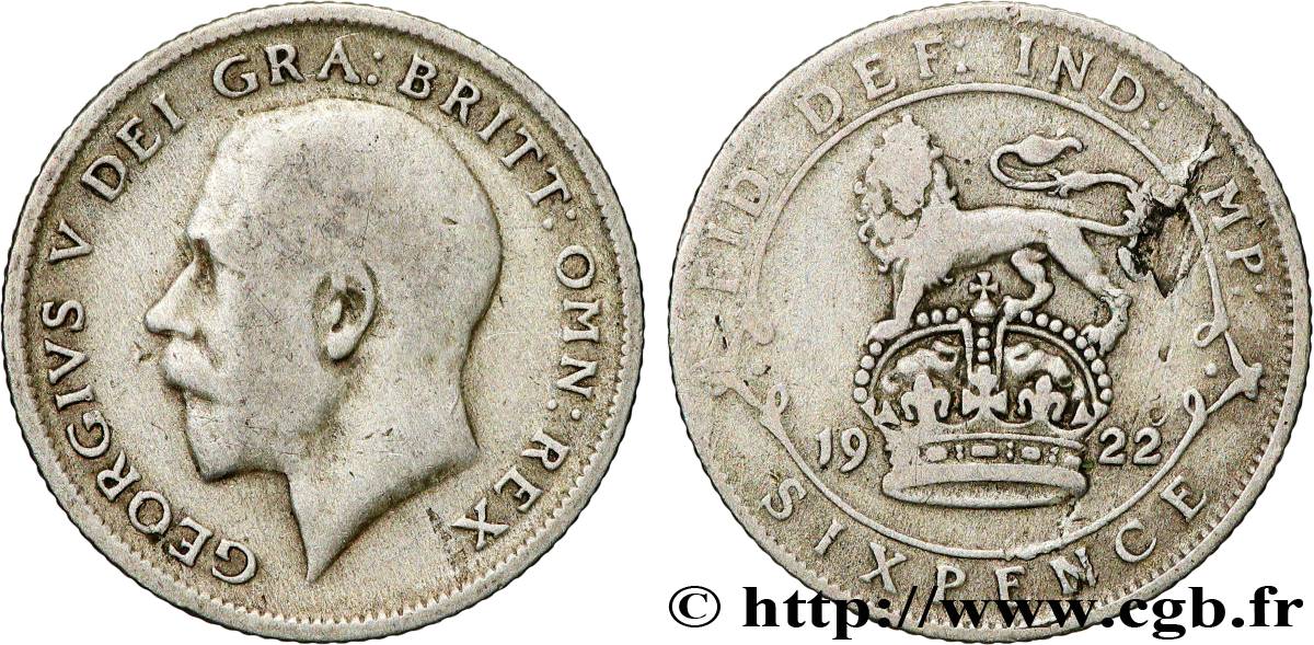 UNITED KINGDOM 6 Pence Georges V 1922  VF 