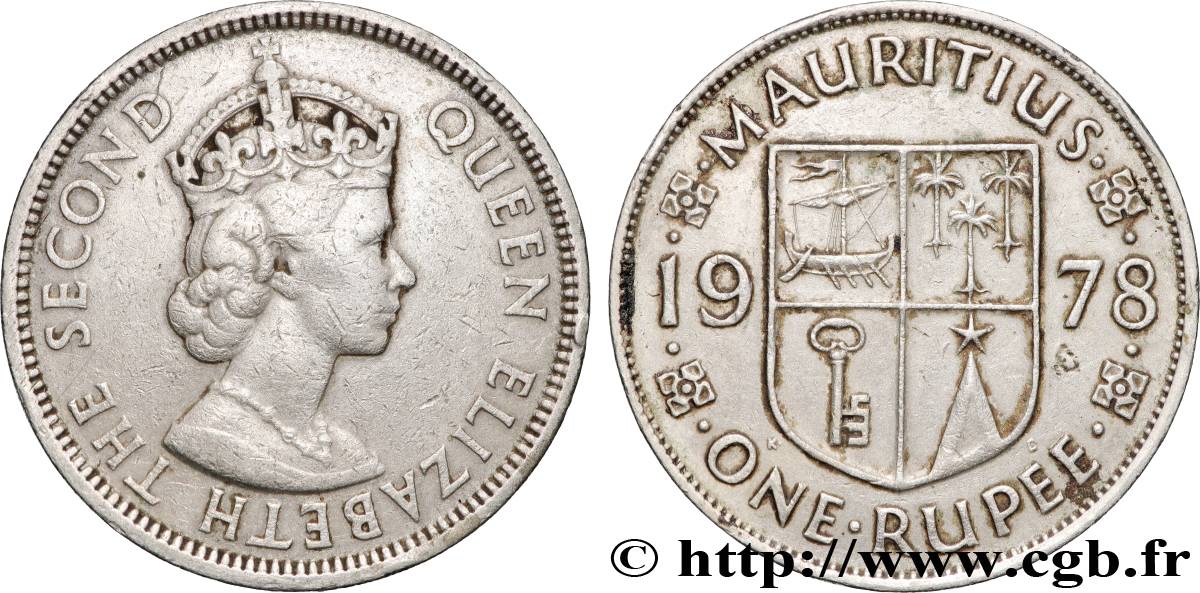 MAURITIUS 1 Rupee (Roupie) Elisabeth II 1978 Llantrisant XF 