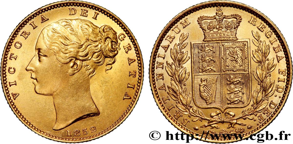 GREAT BRITAIN - VICTORIA 1 Souverain  buste jeune 1852 Londres MS/MS 
