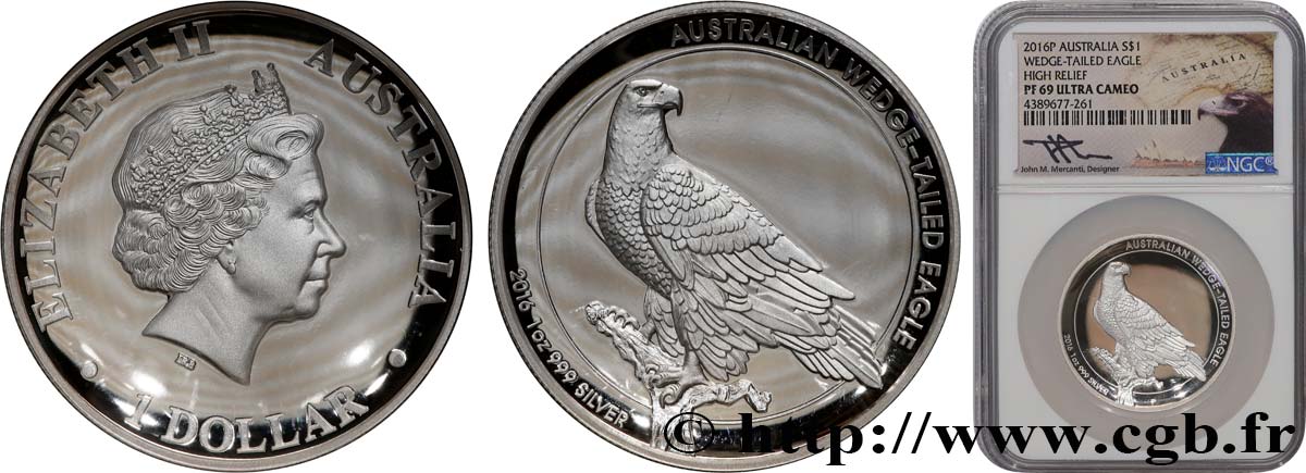 AUSTRALIA 1 Dollar aigle Proof  2016 Perth MS69 NGC