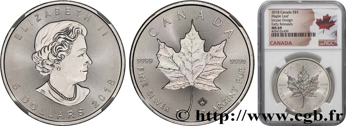 CANADA 5 Dollars Mapple Leaf  2018  FDC69 NGC