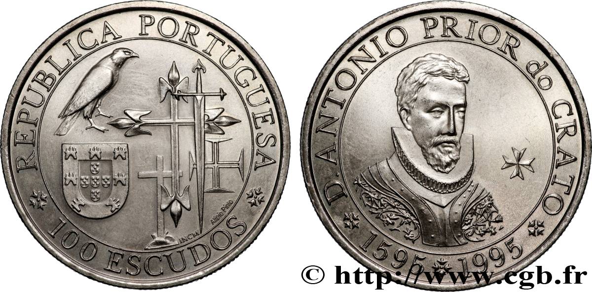 PORTUGAL 100 Escudos Antonio Prior de Crato 1995 Libonne fST 