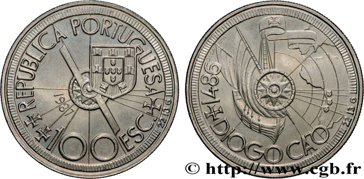 PORTUGAL 100 Escudos Diogo Cao et l’exploration des côtes africaines en 1486 1987 Lisbonne SPL 
