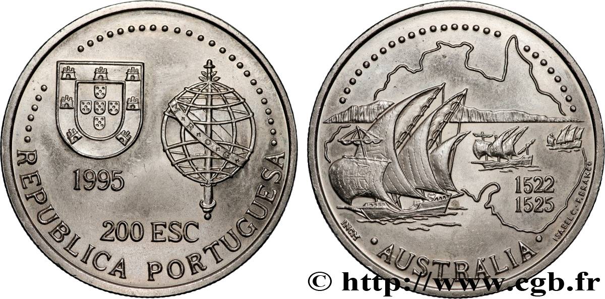 PORTUGAL 200 Escudos découverte de l’Australie 1522-1525 1995 Lisbonne SPL 