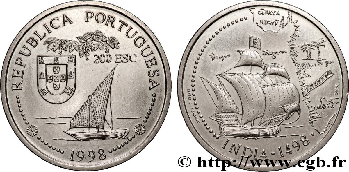 PORTUGAL 200 Escudos découverte de l’Inde 1998 Lisbonne VZ 