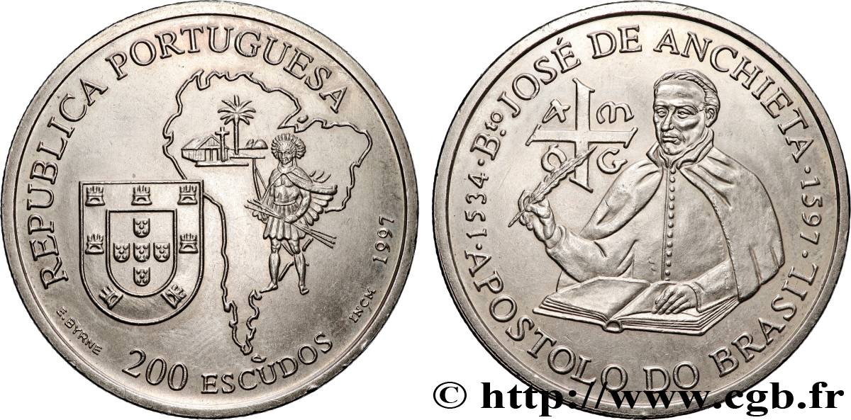 PORTUGAL 200 Escudos Jésuite José de Anchieta 1997 Lisbonne SUP 