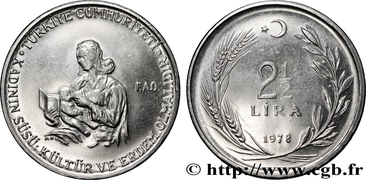 TURKEY 2 1/2 Lira Mustafa Kemal Atatürk 1978 Istanbul MS 