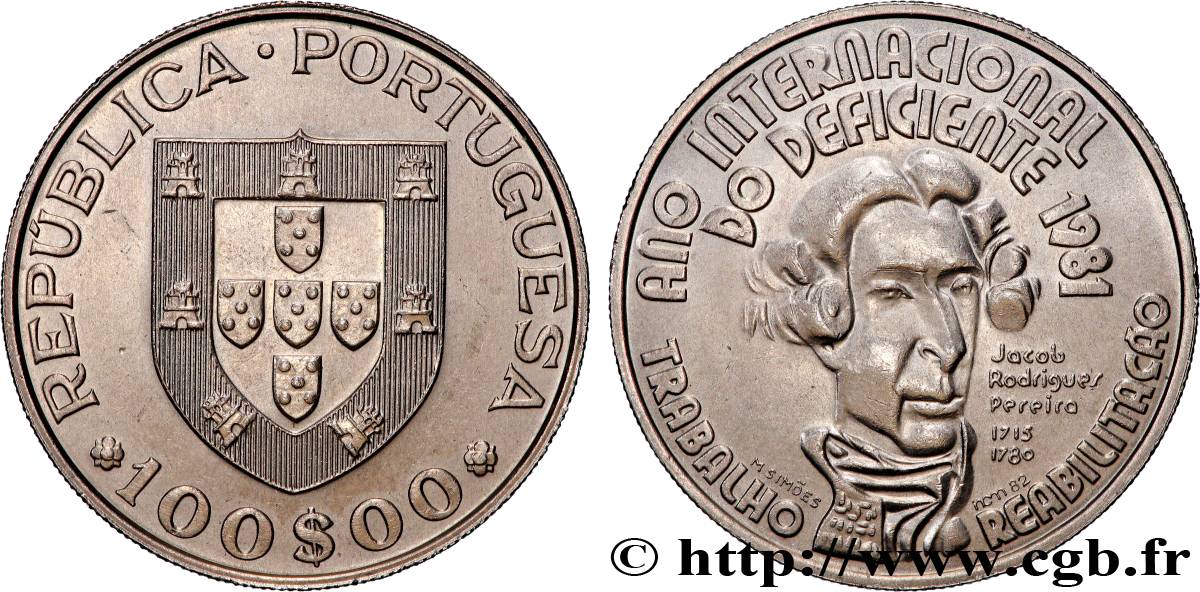 PORTUGAL 100 Escudos année internationale des handicapés 1981 Lisbonne AU 