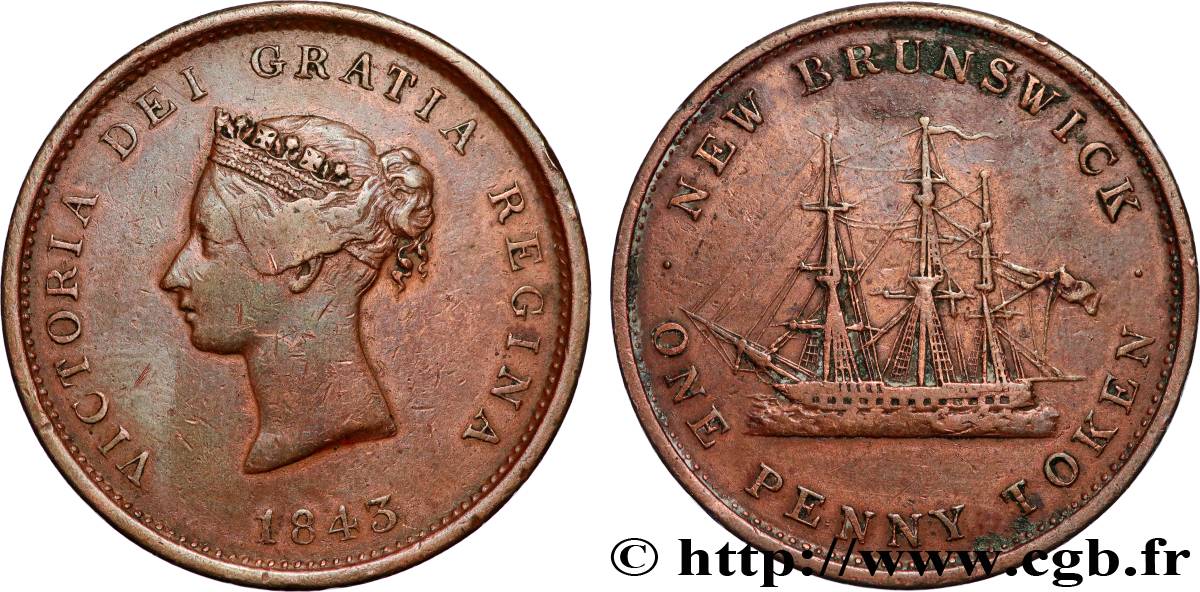 CANADA - NEW BRUNSWICK 1 Penny Victoria 1843  VF 