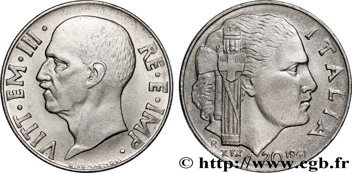 ITALIE 20 Centesimi Victor-Emmanuel III 1941 Rome - R TTB+ 