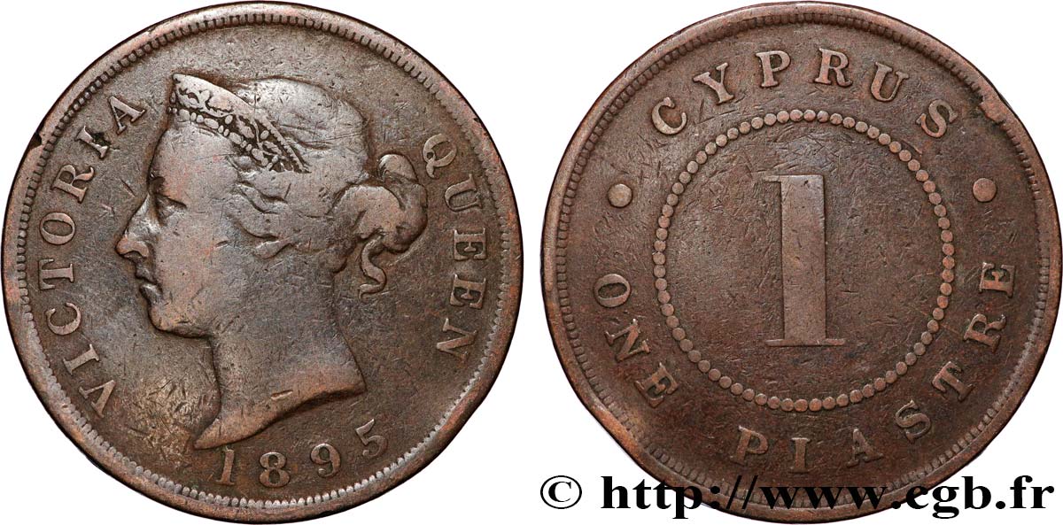 CYPRUS 1 Piastre Victoria 1895 Londres VF 