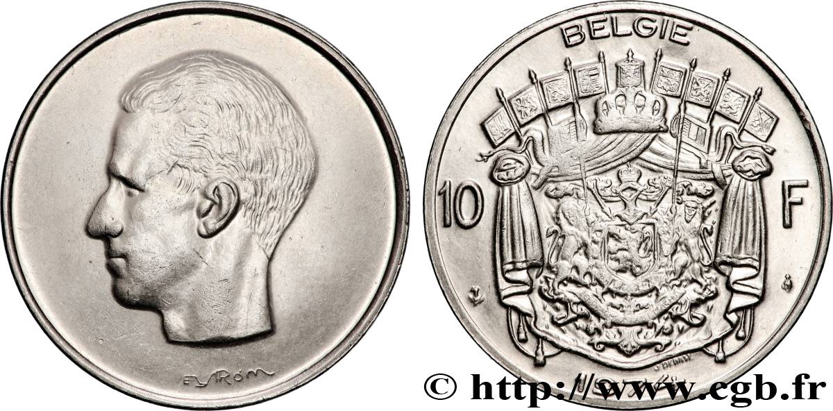 BELGIUM 10 Francs roi Baudouin légende flamande 1974 Bruxelles AU 