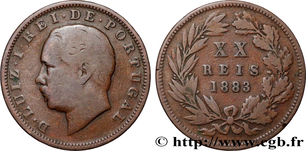 PORTUGAL 20 Réis Louis Ier 1883 Lisbonne TB 