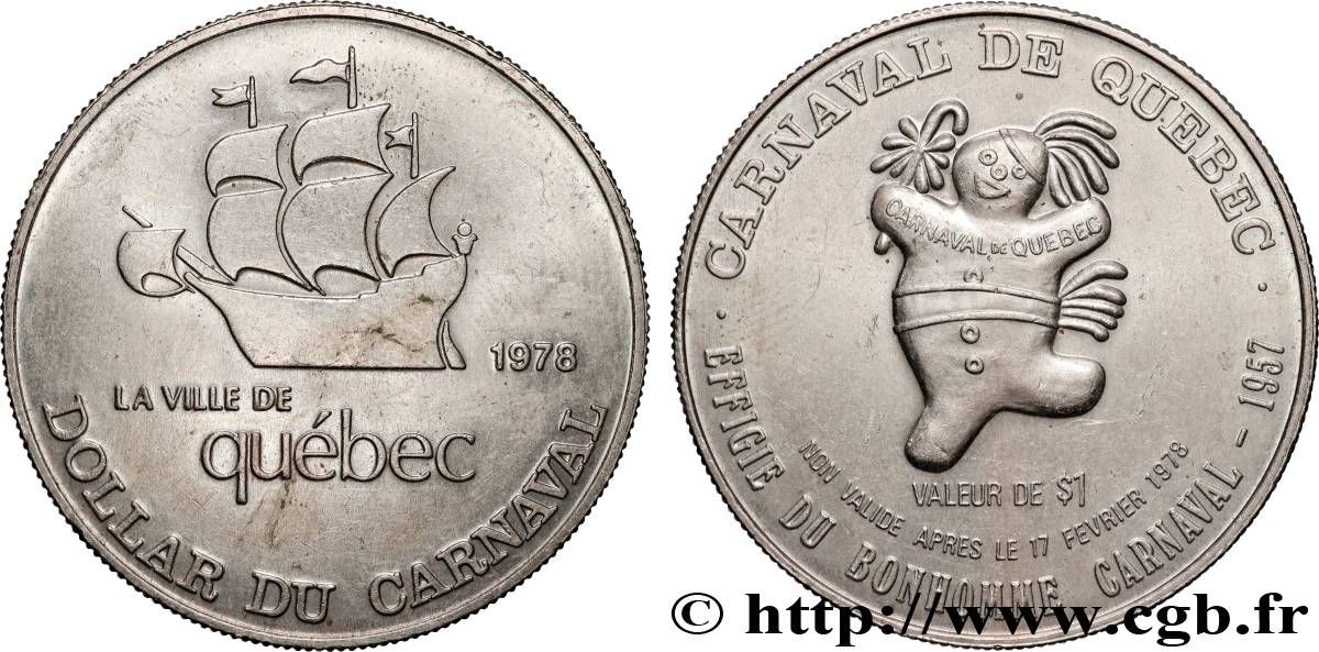 CANADá
 1 Dollar du Carnaval - ¨Ville de Québec 1978 Ottawa EBC 