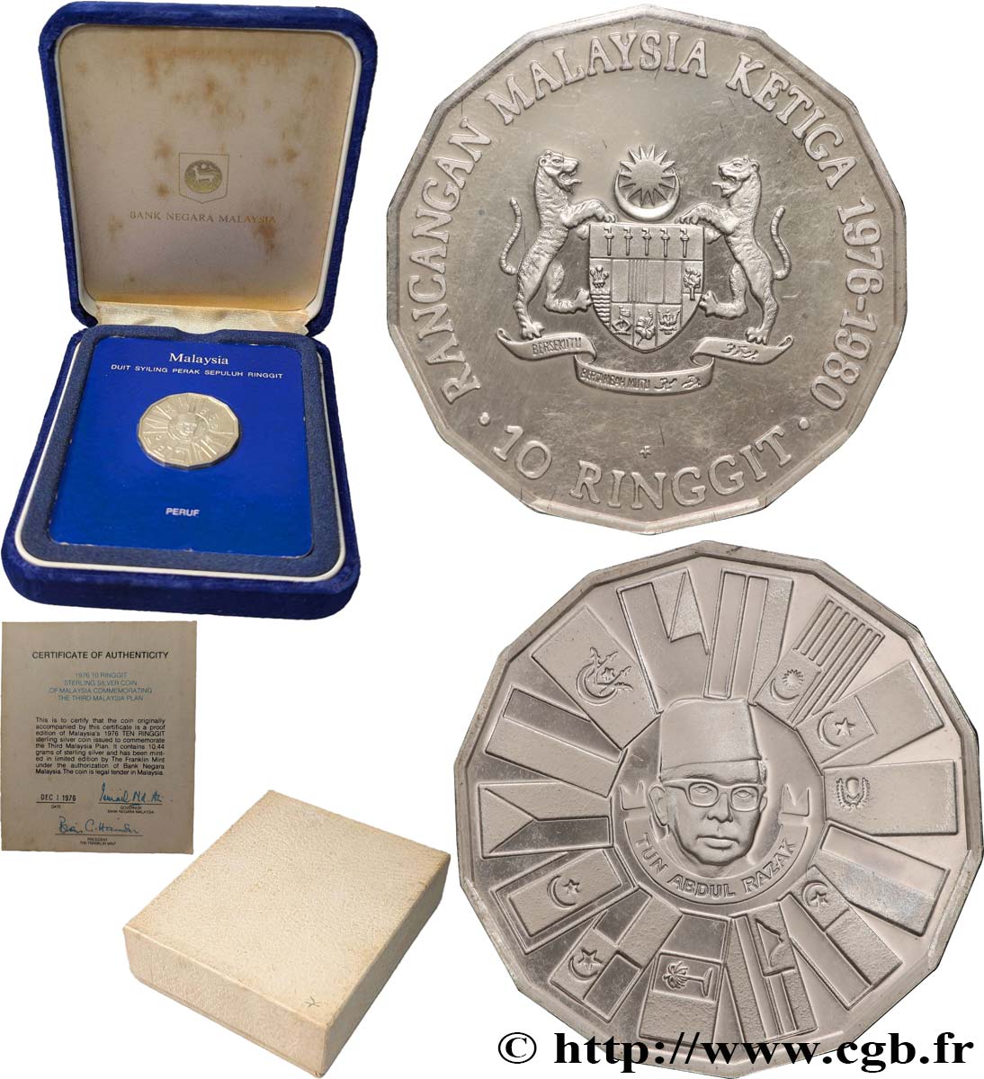 MALAYSIA 10 Ringgit Proof 3e Plan Quinquennal 1976  MS 