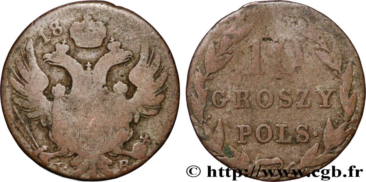 POLOGNE 10 Groszy administration russe 18[--] Varsovie B+ 