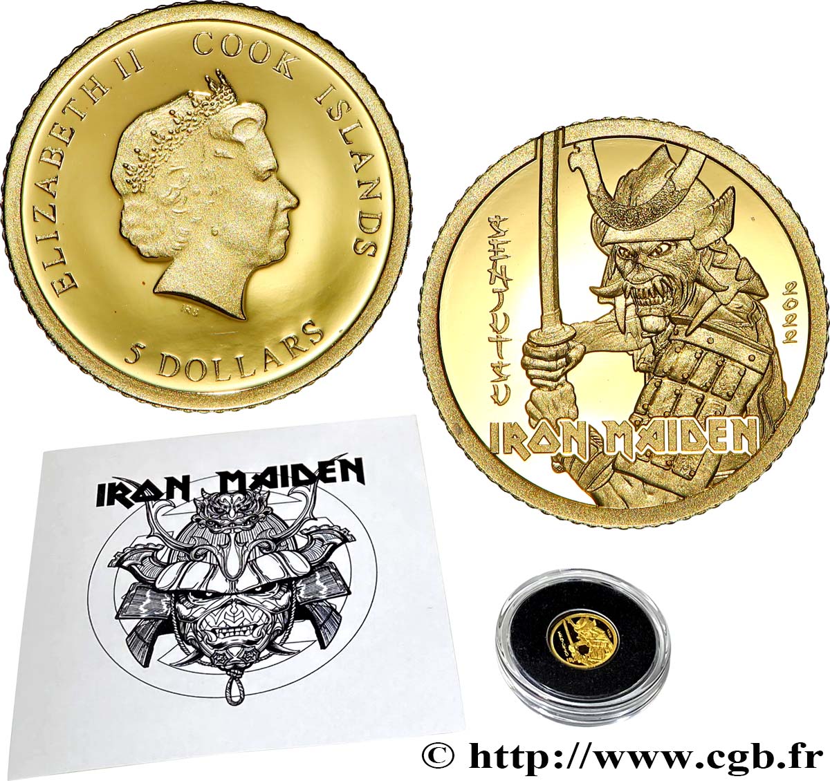ISLAS COOK 5 Dollars Proof Iron Maiden - Senjutsu 2022  FDC 