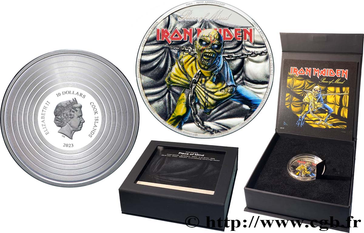 ÎLES COOK  10 Dollars Proof Iron Maiden - Piece of Mind 2023  FDC 