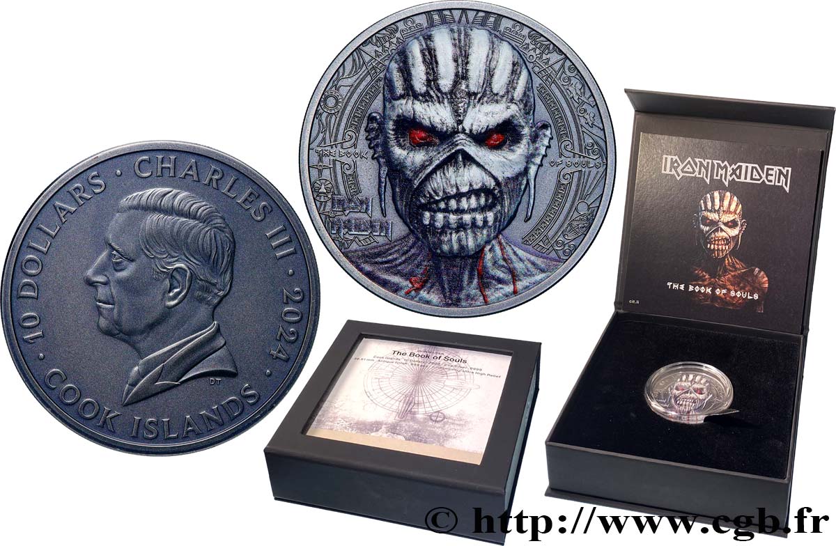 COOK ISLANDS 10 Dollars Proof Iron Maiden - The Book of Souls 2024  MS 
