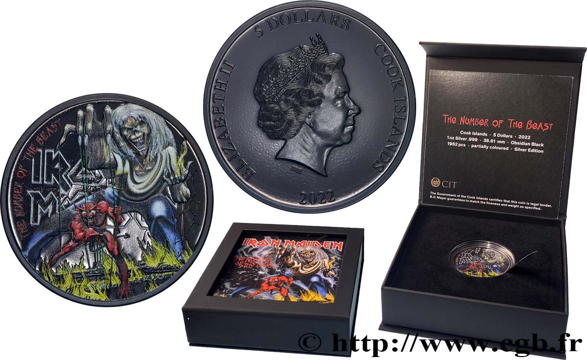 COOK ISLANDS 5 Dollars Iron Maiden - The Number of the Beast 2022  MS 