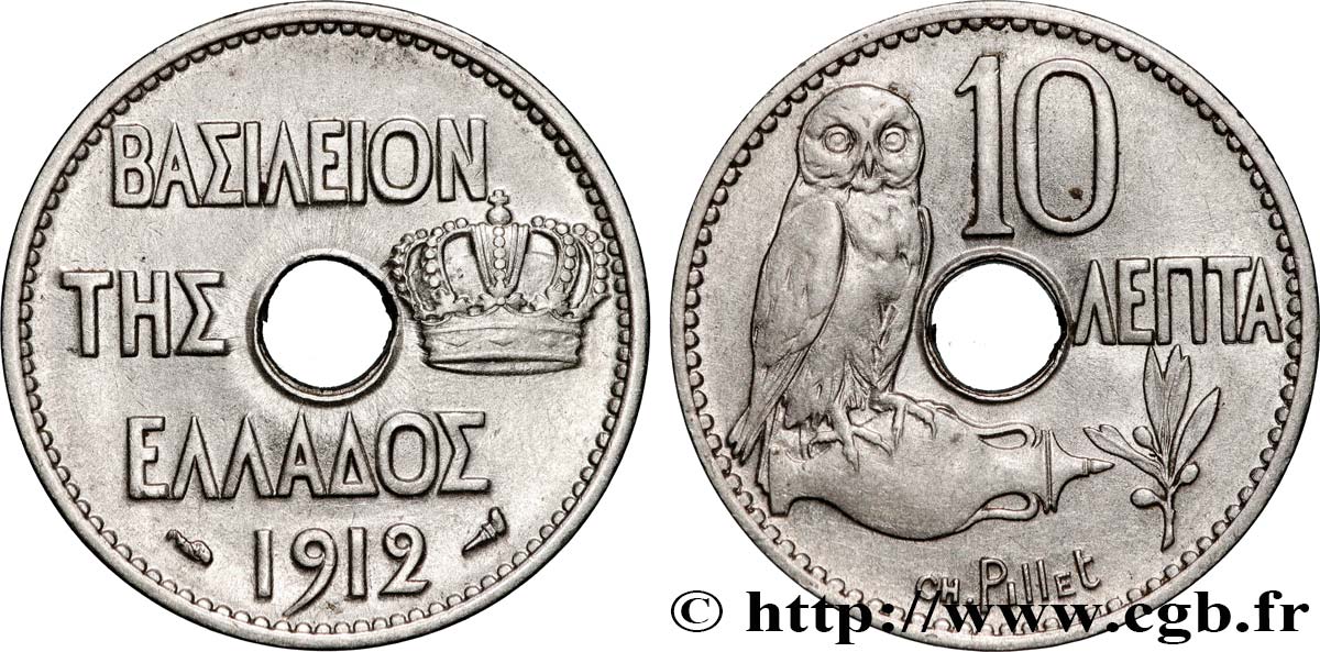 GRIECHENLAND 10 Lepta 1912 Paris SS 