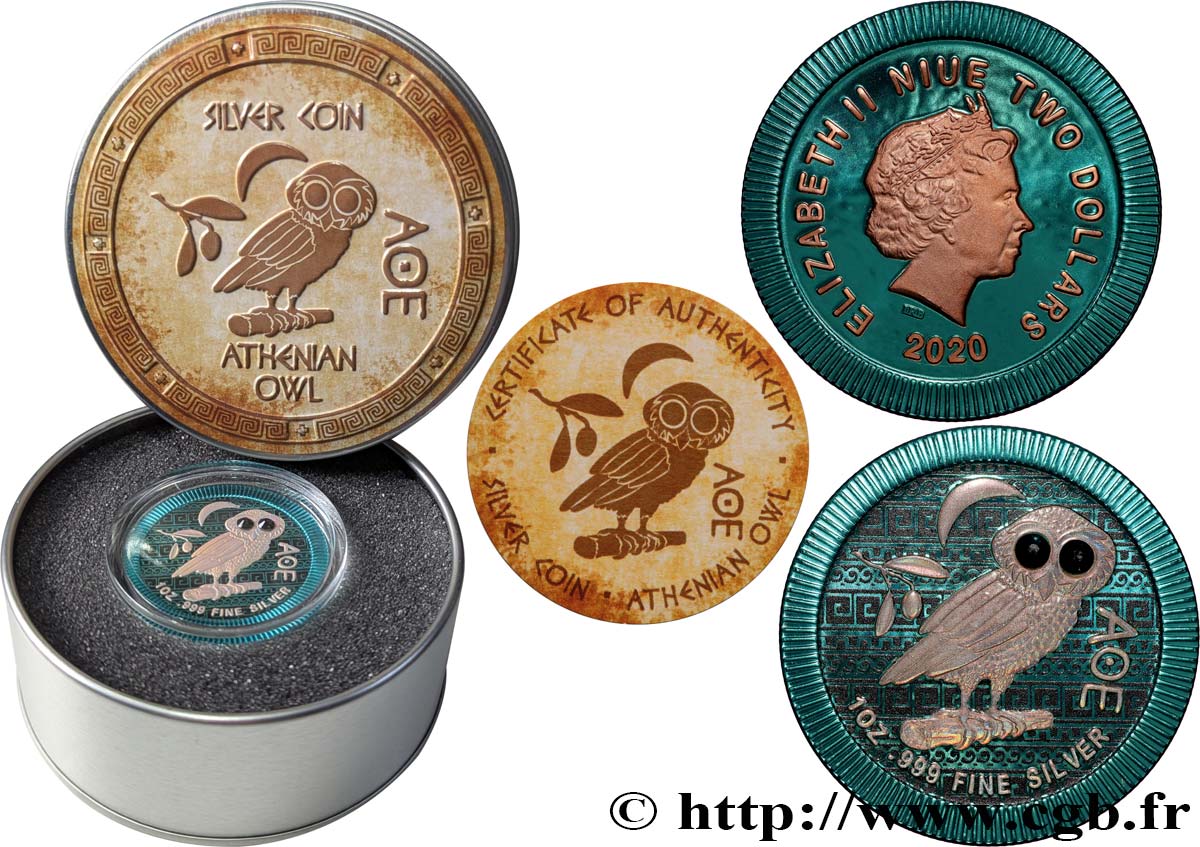 NIUE 2 Dollars Chouette Athénienne  2020  MS 