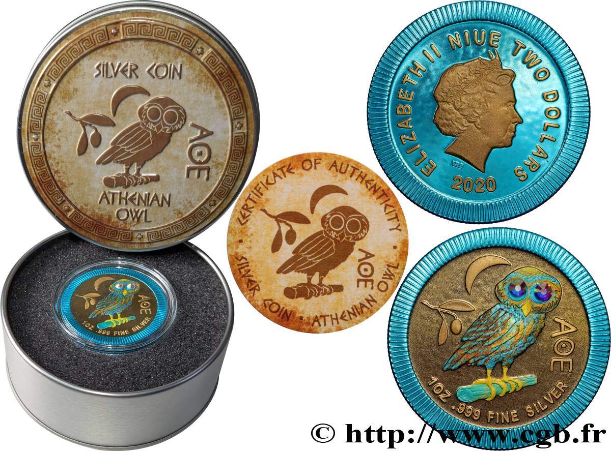 NIUE 2 Dollars Chouette Athénienne  2020  MS 