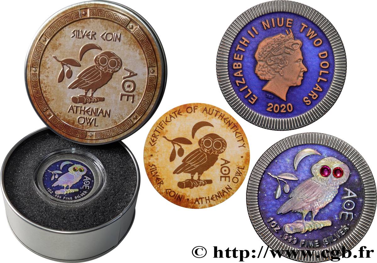 NIUE 2 Dollars Chouette Athénienne  2020  MS 