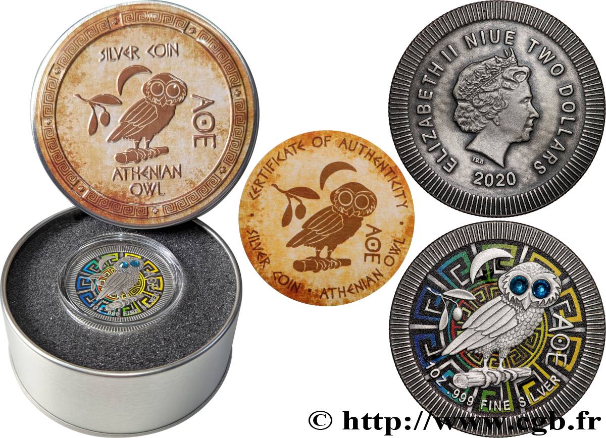 NIUE 2 Dollars Chouette Athénienne  2020  MS 