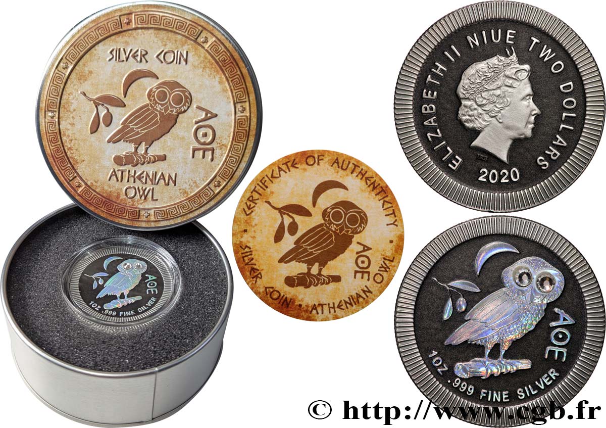 NIUE 2 Dollars Chouette Athénienne  2020  MS 