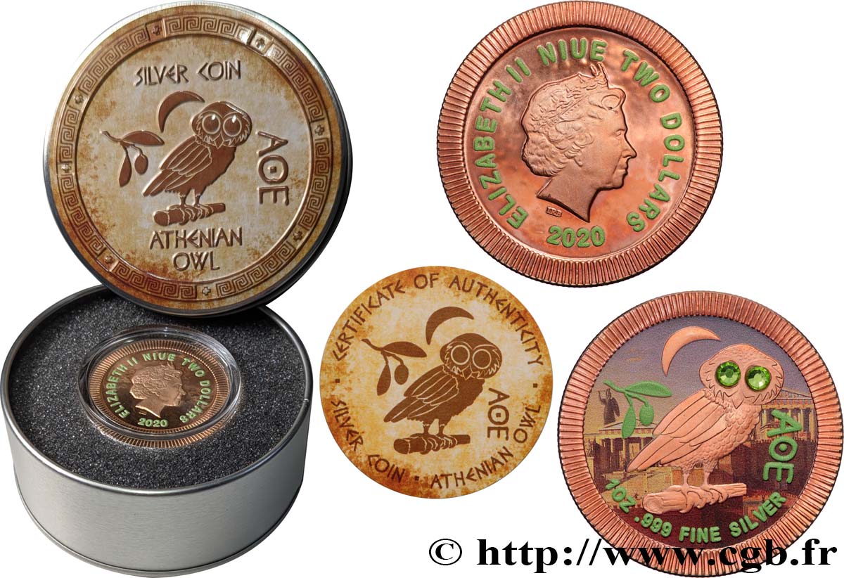 NIUE 2 Dollars Chouette Athénienne  2020  MS 