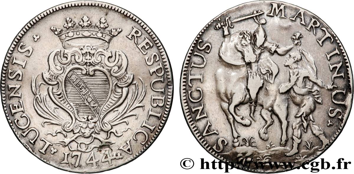 ITALY - LUCCA 1 Scudo 1744 Lucques VF 