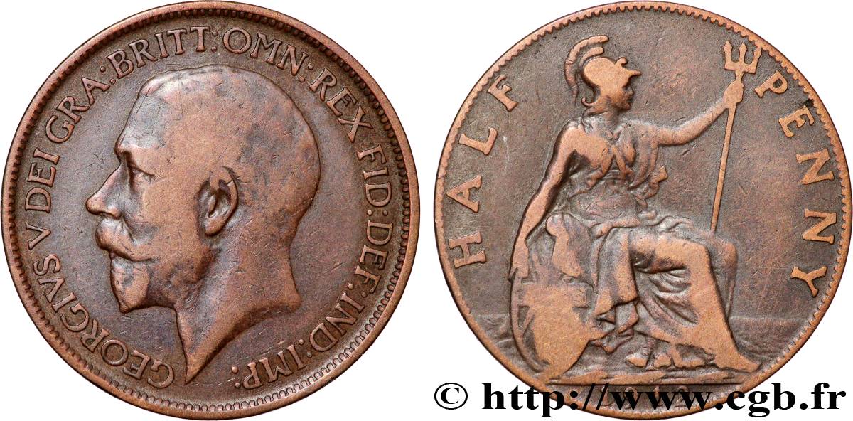 ROYAUME-UNI 1/2 Penny Georges V 1912 Londres TB+ 