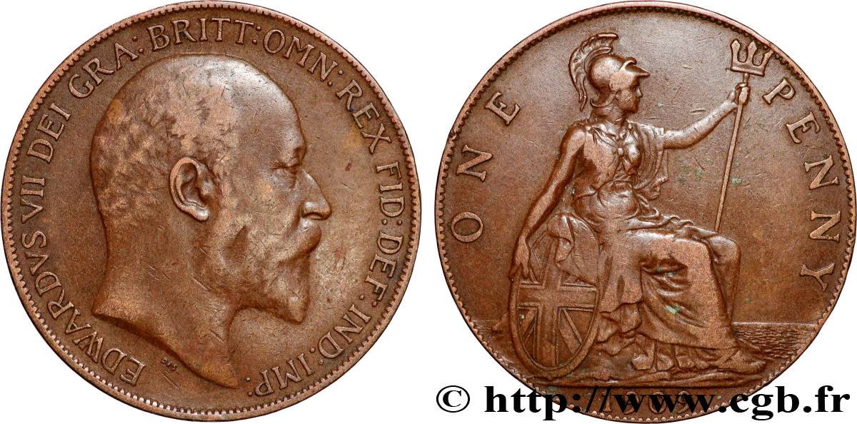 UNITED KINGDOM 1 Penny Edouard VII 1909 Londres VF 