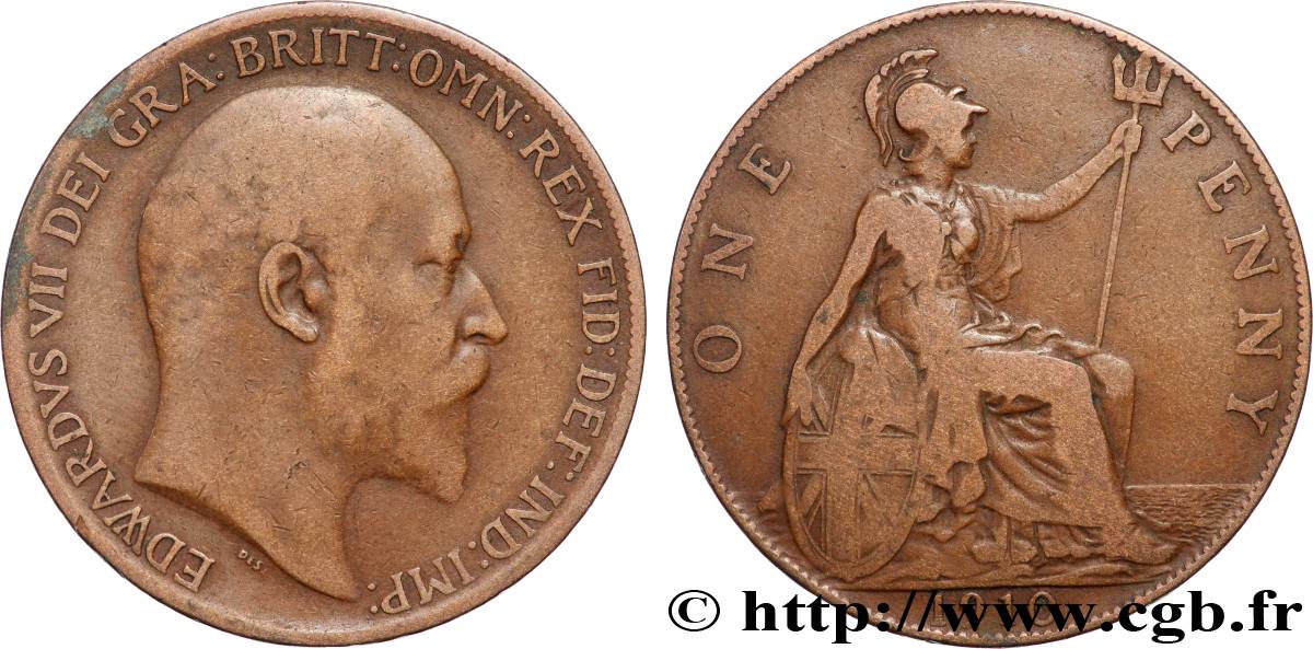 UNITED KINGDOM 1 Penny Edouard VII 1910 Londres VF 