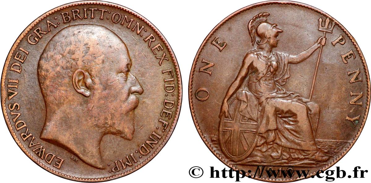 UNITED KINGDOM 1 Penny Edouard VII 1910 Londres XF 