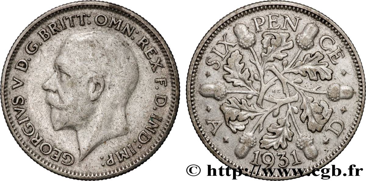 ROYAUME-UNI 6 Pence Georges V 1931 Londres TB+ 