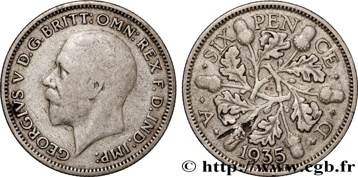 ROYAUME-UNI 6 Pence Georges V 1935 Londrs TB 