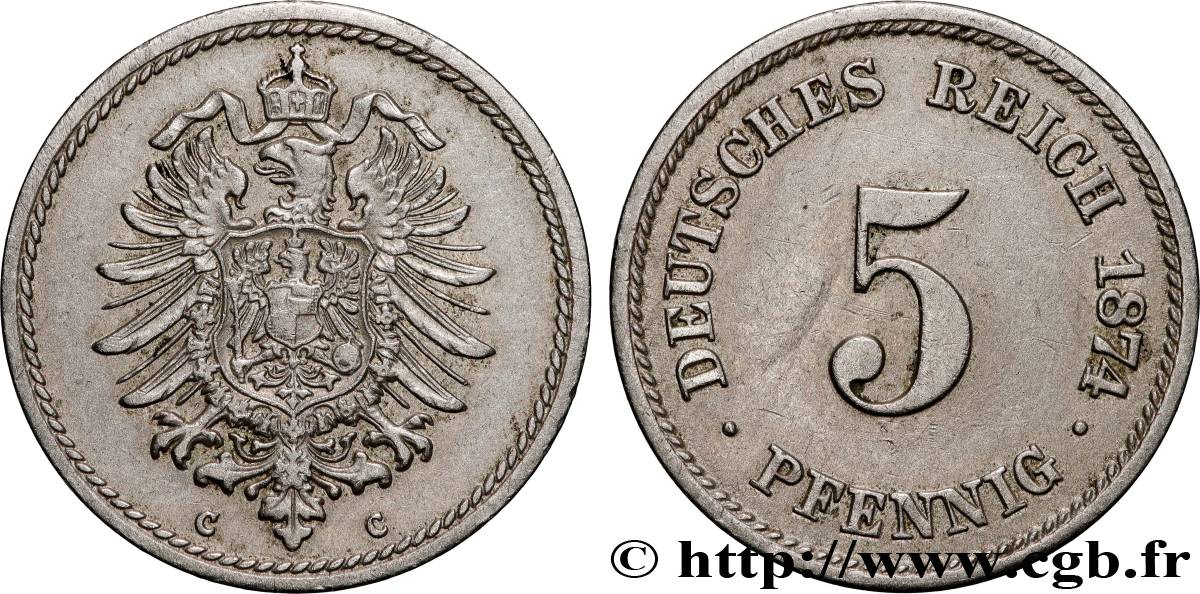 GERMANIA 5 Pfennig aigle impérial 1874 Francfort sur le Main q.SPL 