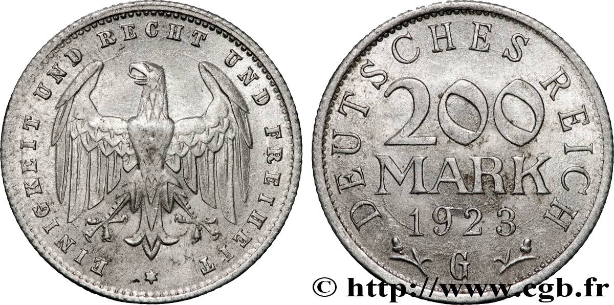 GERMANY 200 Mark aigle 1923 Karlsruhe AU 