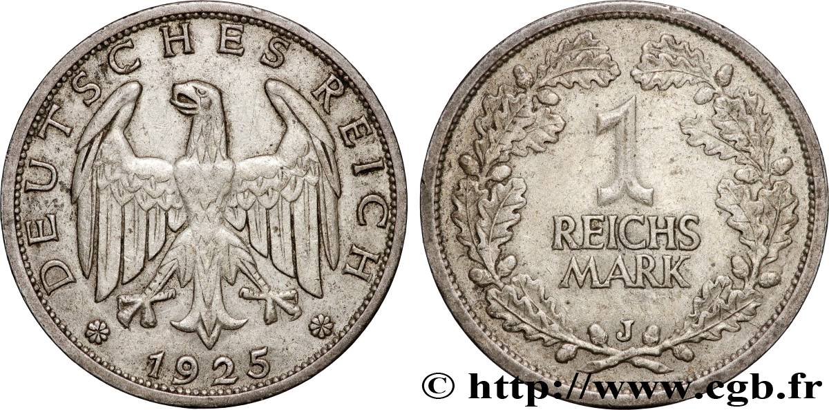 DEUTSCHLAND 1 Reichsmark 1925 Hambourg - J SS 