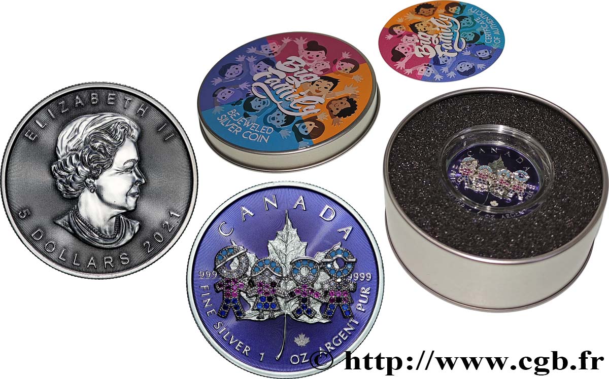 CANADA 5 Dollars Bijou Feuille d’Érable - Famille 2021  MS 