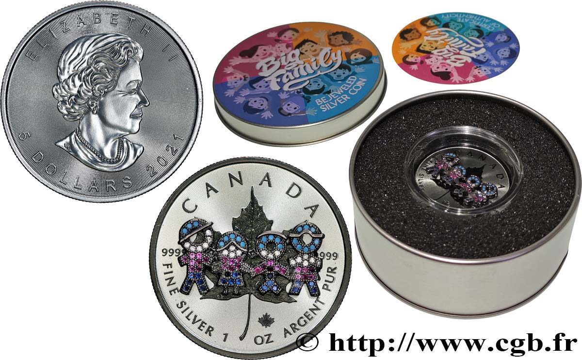 CANADA 5 Dollars Bijou Feuille d’Érable - Famille 2021  MS 
