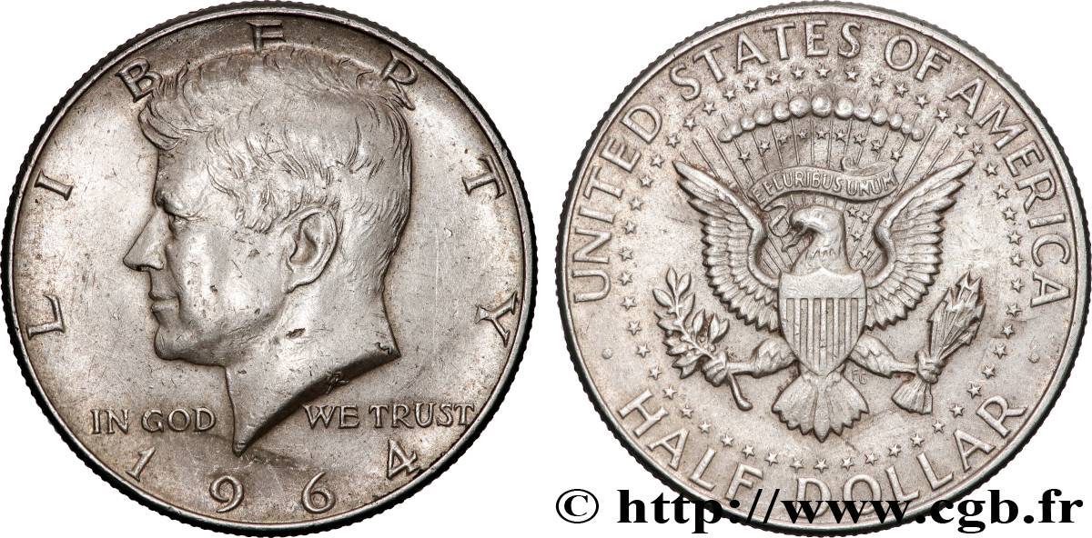 UNITED STATES OF AMERICA 1/2 Dollar Kennedy 1964 Philadelphie AU 