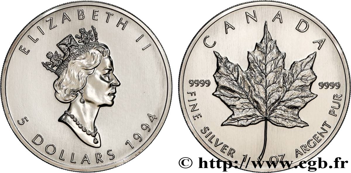 CANADA 5 Dollars (1 once) 1994  MS 