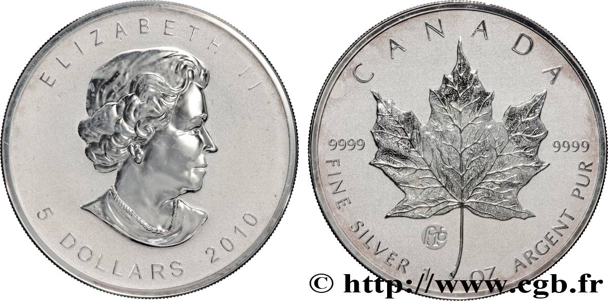 CANADA 5 Dollars Proof (1 once) “Fabulous 15” 2010  SPL 