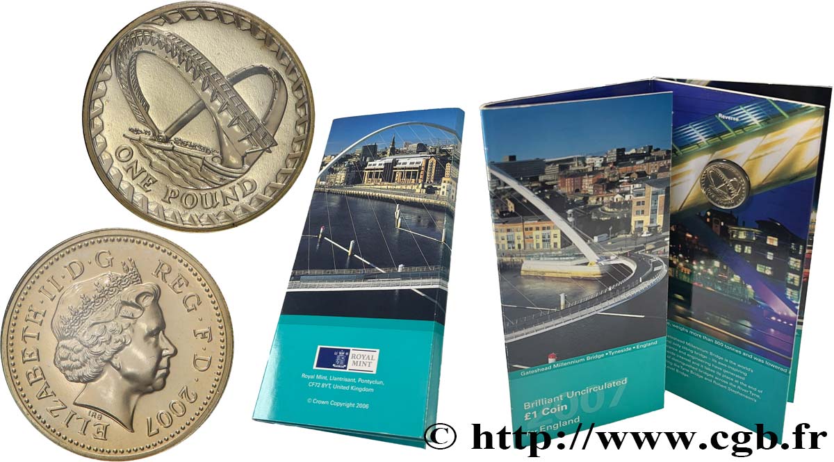 UNITED KINGDOM 1 Pound Pont du millénaire de Gateshead en Angleterre 2007 British Royal Mint MS 
